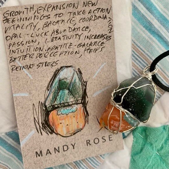 Forest Fluorite, Fire Opal & Apatite Bead Necklace - Picture 4 of 14